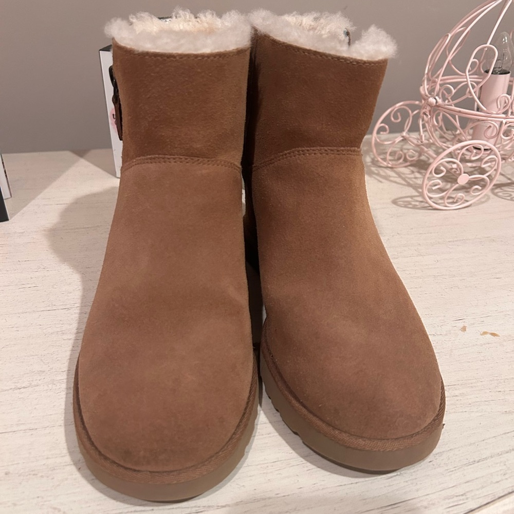 UGG chestnut wedge booties
